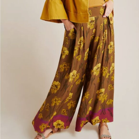 NWT $130 Anthropologie Maeve Terrace Floral Palazzo Pants in size 0! - Picture 4 of 6